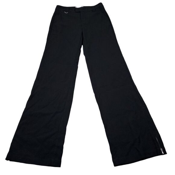 READ Anthropologie Low Rise Ankle Zip Wide Leg Pants Black Size 0 Stretch - Picture 2 of 12